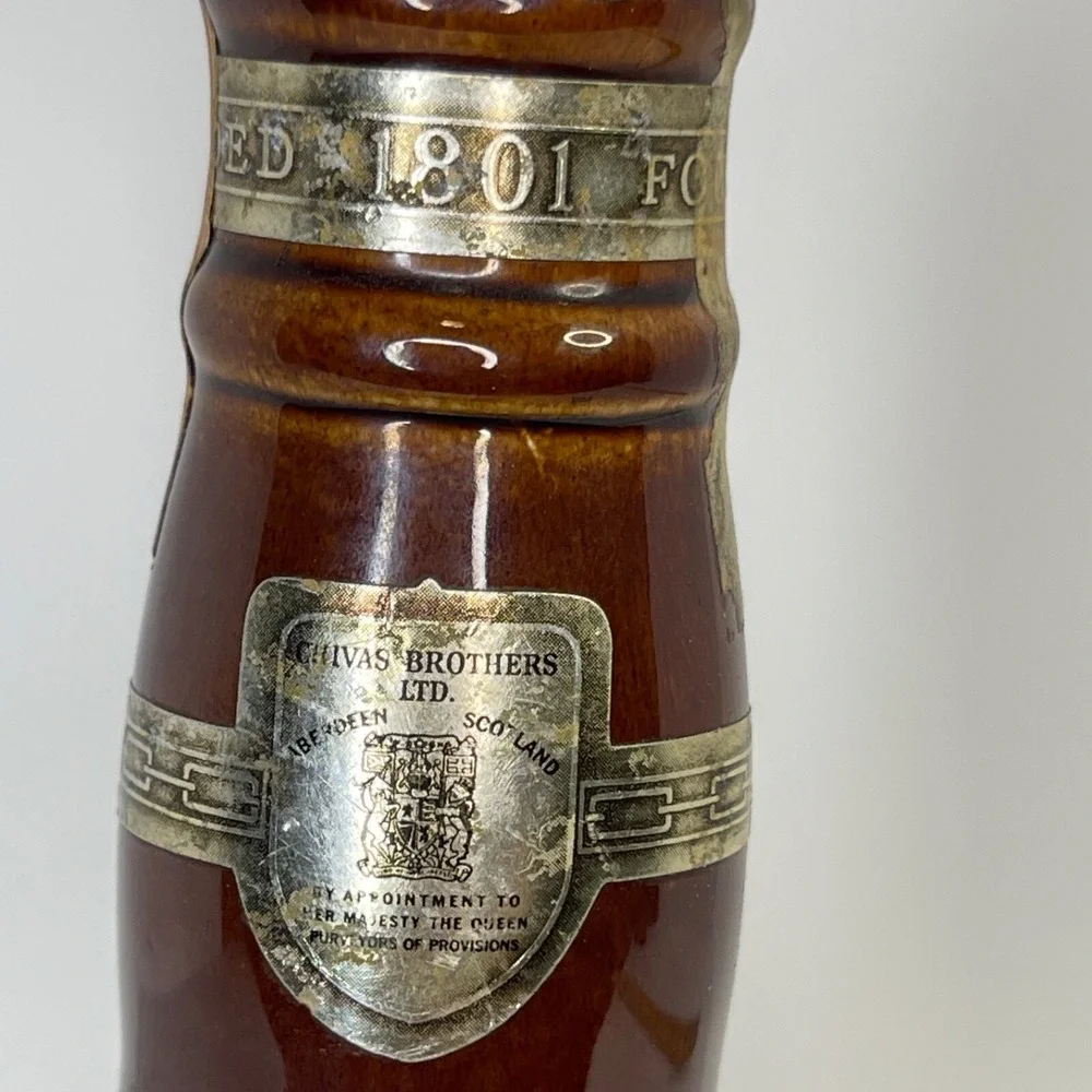 Empty Decanter Chivas Scotch Bottle 1801 Ceramic Cork Top Brown Ceramic Spode